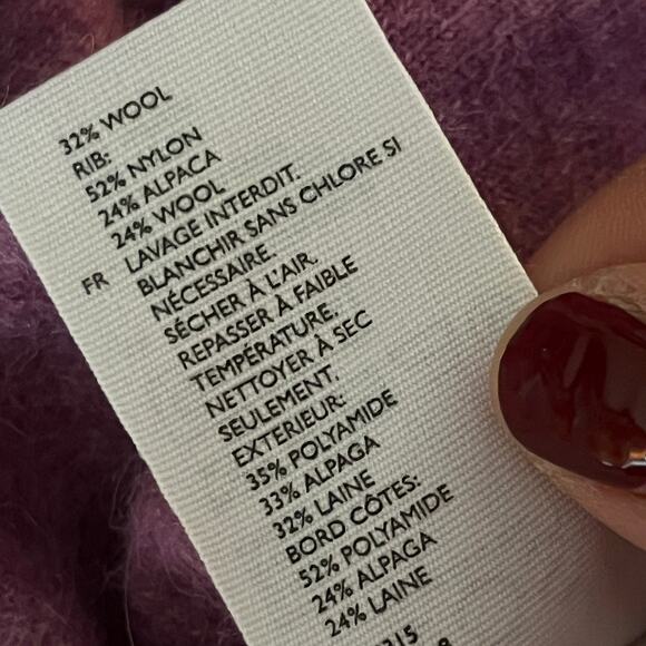 COS Women's Purple Wool Alpaca Blend V-Neck Long Sleeve Sweater Size Large - Picture 5 of 9